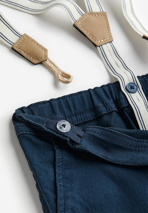 H&M - Twill trousers with braces - blue