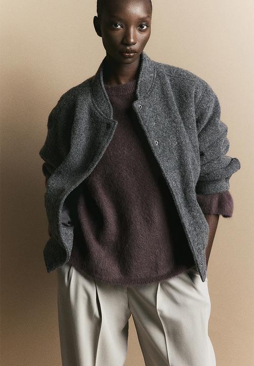 H&M - Oversized mohair-blend jumper - dark brown 