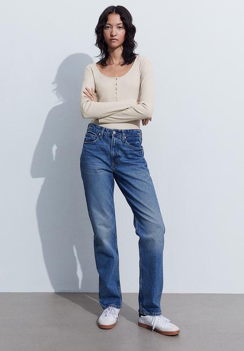 H&M - Ribbed henley top - light beige