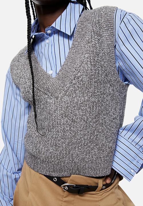 H&M - Rib-knit sweater vest - greige marl