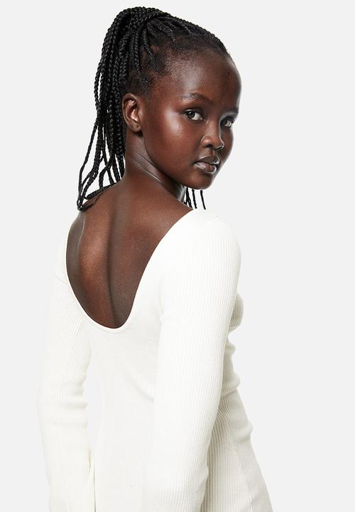 H&M - Rib-knit bodycon dress - cream