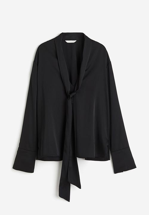 H&M - Tie-detail blouse - black