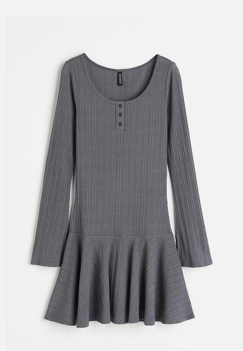 H&M - Ribbed jersey dress - dark grey