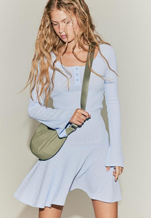 H&M - Ribbed jersey dress - light blue