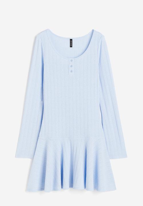H&M - Ribbed jersey dress - light blue