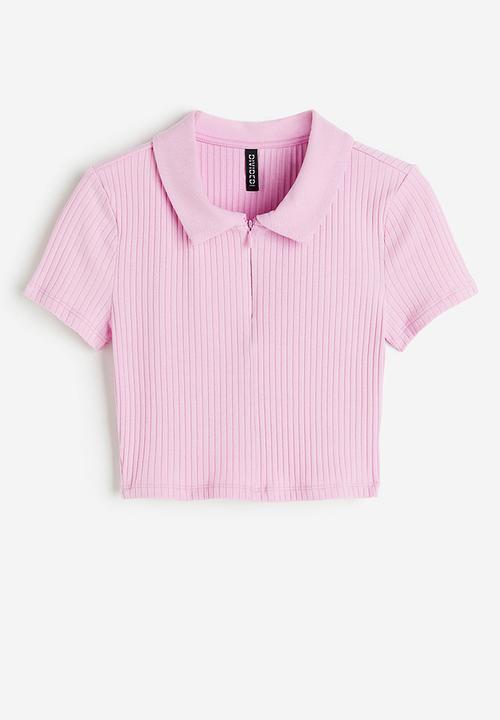 H&M - Zip-top cropped top - light pink