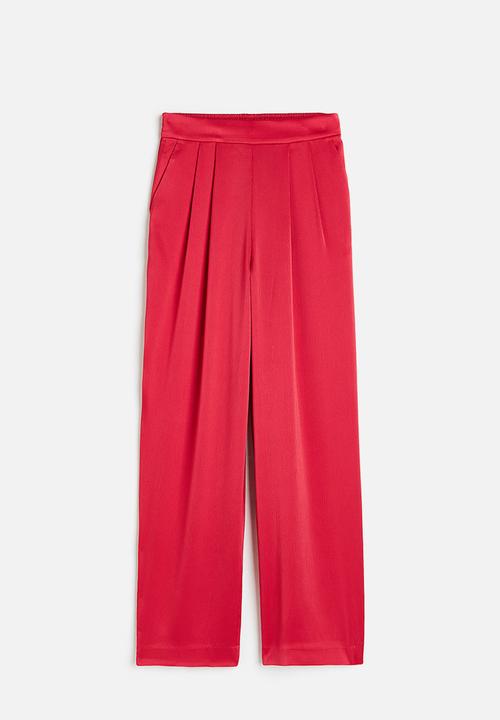 H&M - Wide satin trousers - red