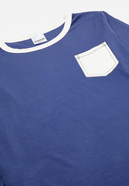 Pop Candy - Contrast pocket pj set - blue