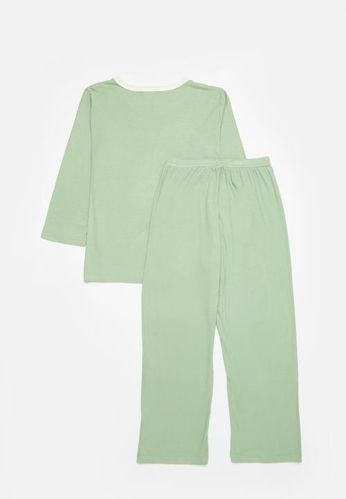 Pop Candy - Contrast pocket pj set - sage green