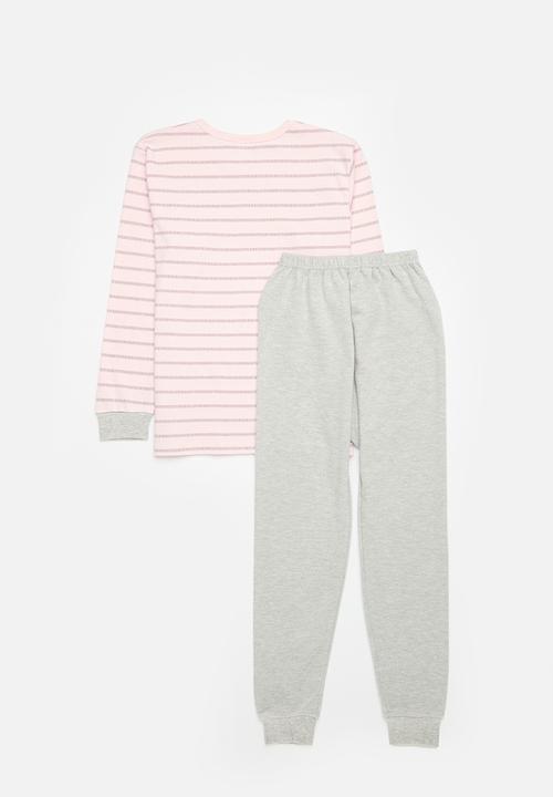 Pop Candy - Striped pj set - pink & grey 
