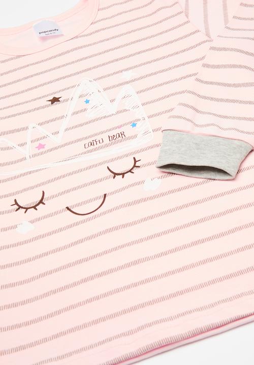 Pop Candy - Striped pj set - pink & grey 