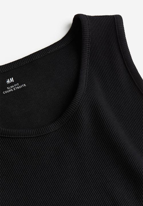 H&M - Slim fit ribbed vest top - black