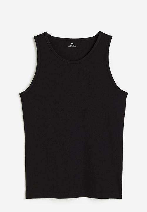 H&M - Slim fit ribbed vest top - black
