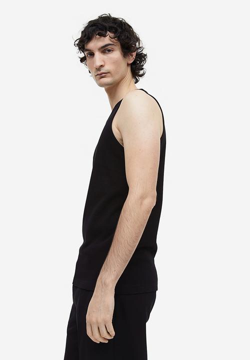 H&M - Slim fit ribbed vest top - black