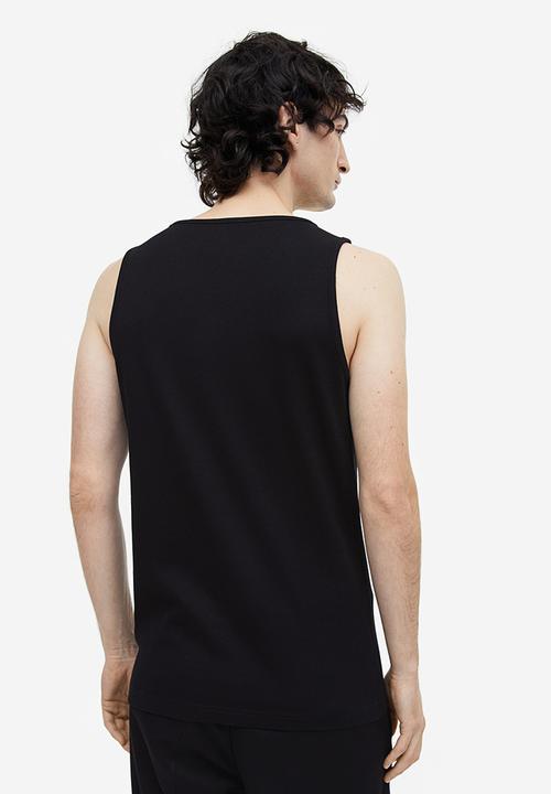 H&M - Slim fit ribbed vest top - black