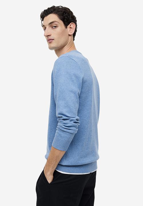 H&M - Slim fit fine-knit cotton jumper - light blue