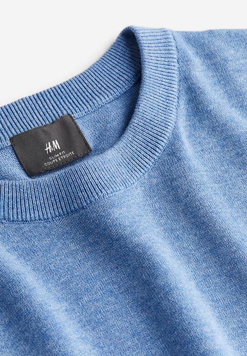 H&M - Slim fit fine-knit cotton jumper - light blue