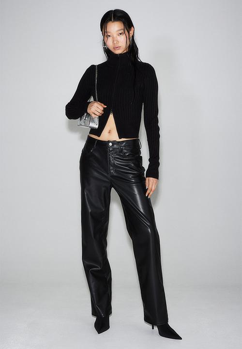 H&M - 90s straight coated trousers - black