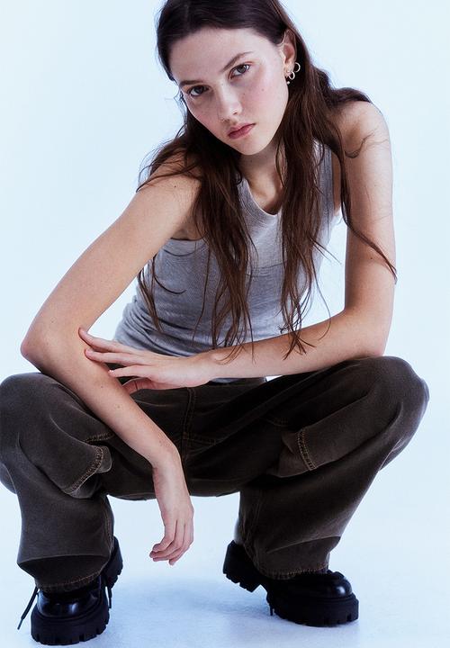 H&M - 90s baggy high jeans - brown
