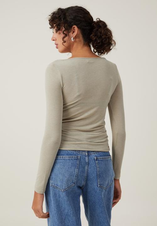 Cotton On - Hazel Boat Neck Long Sleeve Top - Desert Sage