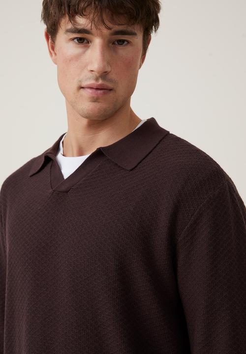 Cotton On - Jimmy long sleeves polo - brown