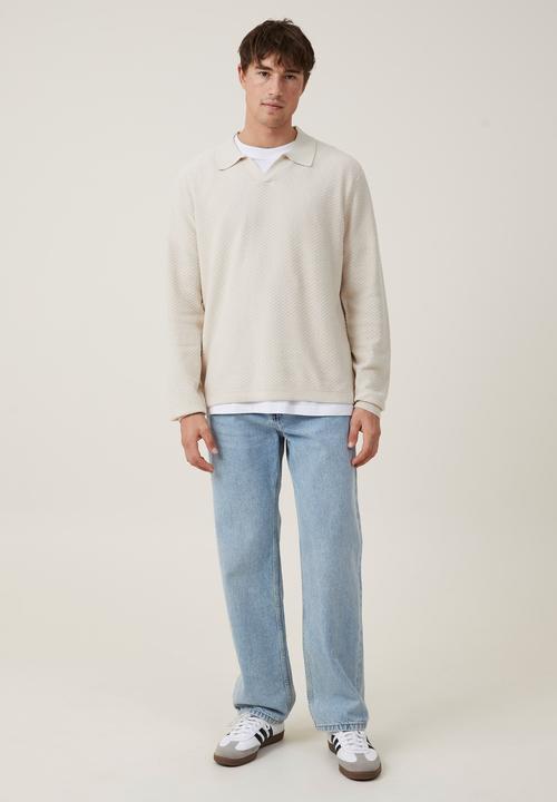 Cotton On - Jimmy long sleeve polo - stone