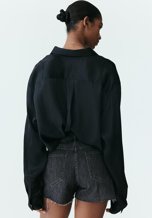 H&M - Feather soft denim shorts - black