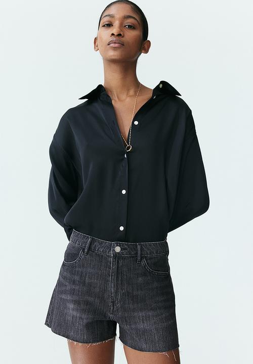 H&M - Feather soft denim shorts - black