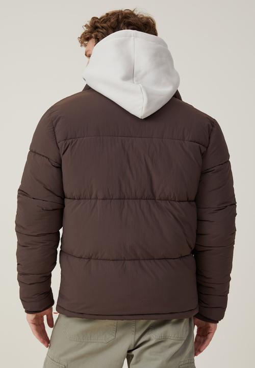 Cotton On - Recycled puffer jacket - cigar brown