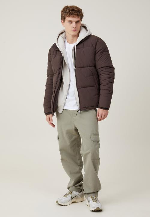 Cotton On - Recycled puffer jacket - cigar brown