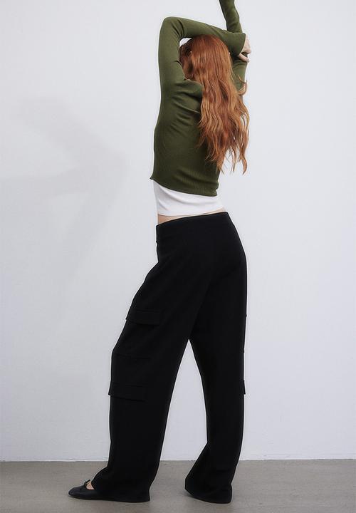 H&M - Jersey cargo trousers - black