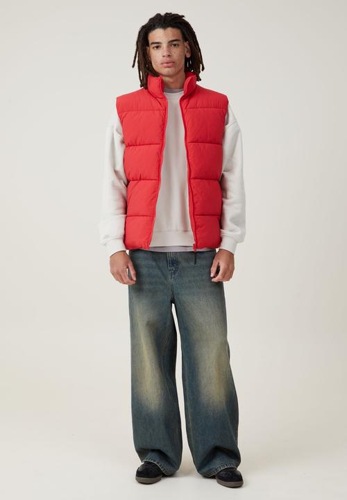 Cotton On - Recycled puffer vest - race red