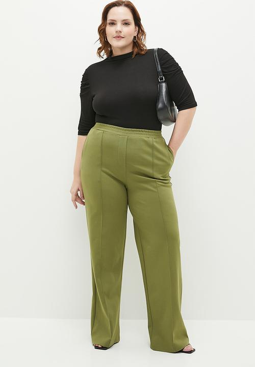 Me&B - Plus casual tailored ponti pants - olive