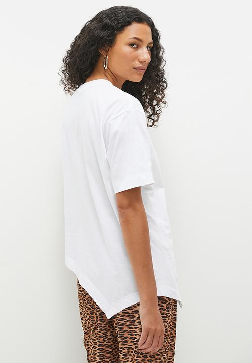 Superbalist - asymmetrical hem tee - white
