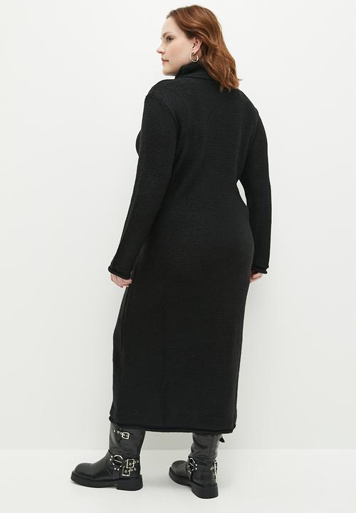 Superbalist - Poloneck column knitwear dress - black