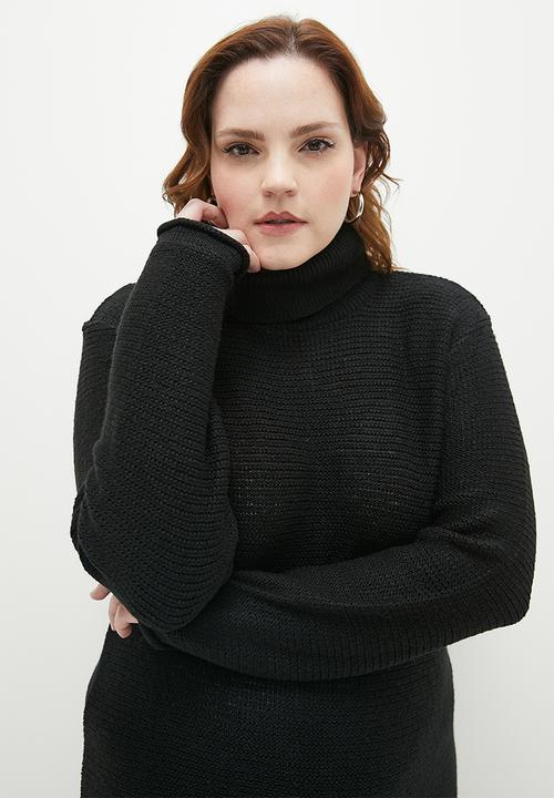 Superbalist - Poloneck column knitwear dress - black