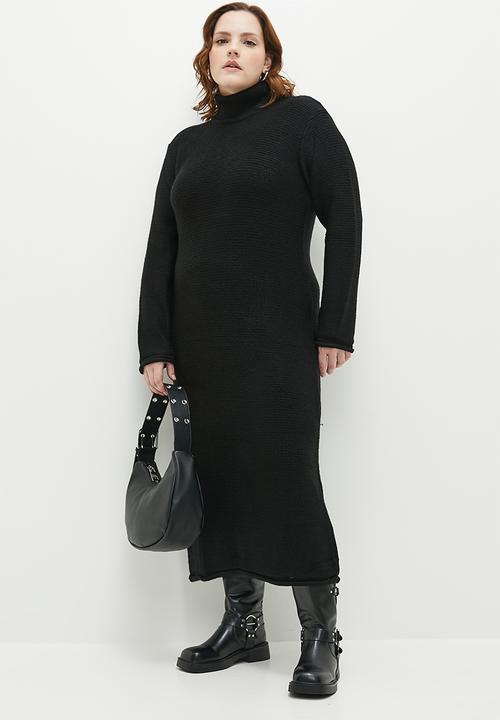 Superbalist - Poloneck column knitwear dress - black