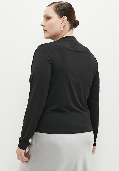 edit - Wrap neck tee plus - black