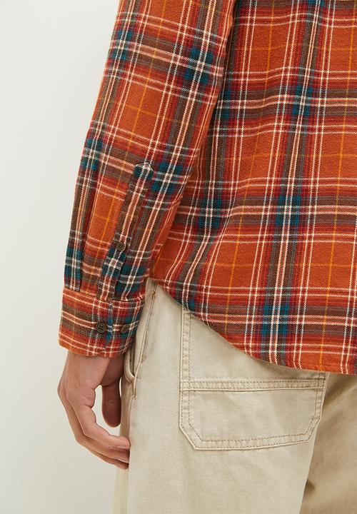 Superdry. - Long sleeve cotton lumberjack shirt - orange