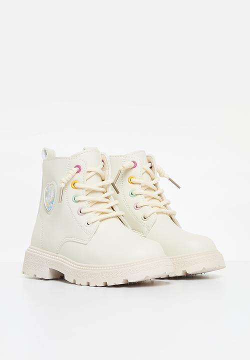Pop Candy - Lace up ankle boots - white