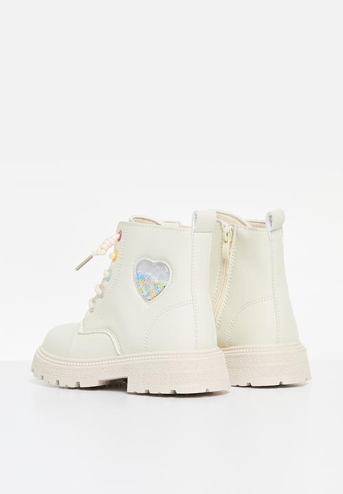 Pop Candy - Lace up ankle boots - white
