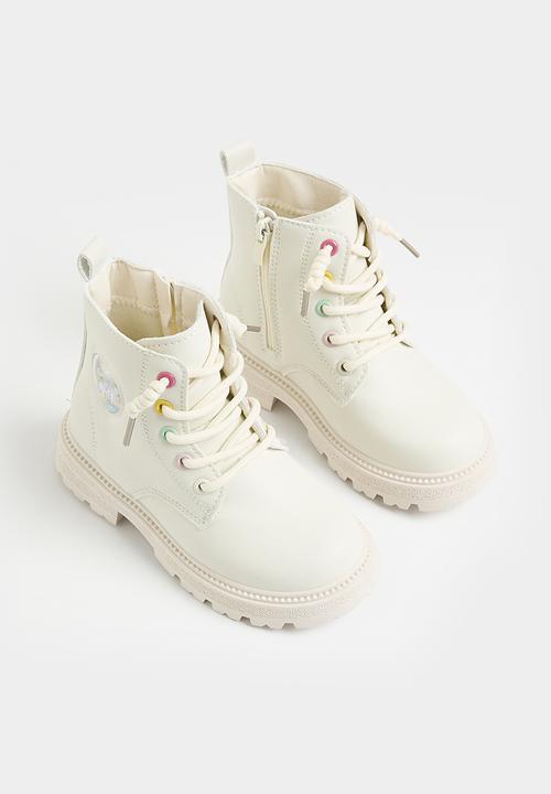 Pop Candy - Lace up ankle boots - white