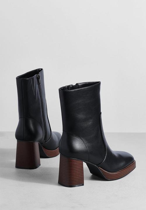 boohoo - Block heel platform shoe boots - black