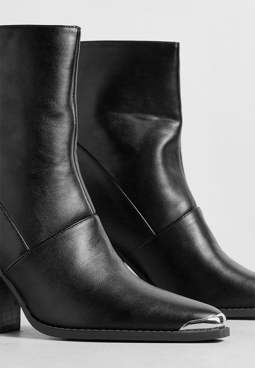 boohoo - Toe cap detail western cowboy boots - black