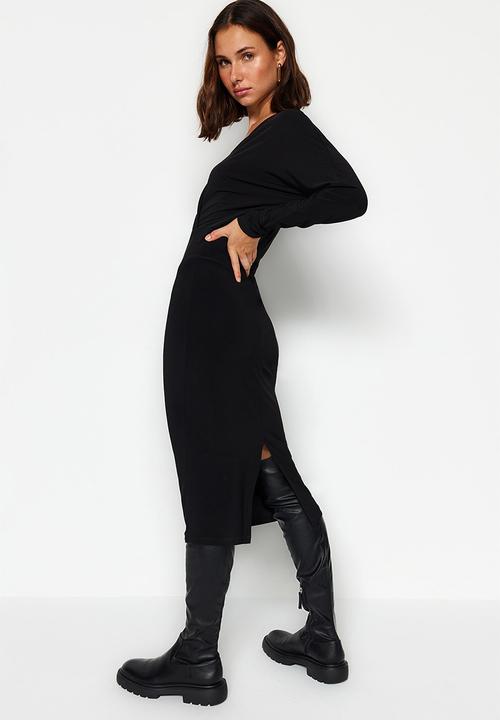 Trendyol - Bat Midi Dress - Black