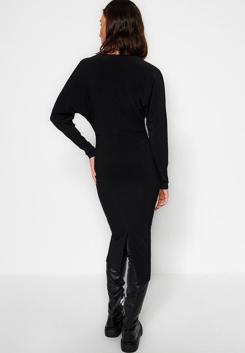 Trendyol - Bat Midi Dress - Black