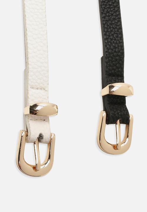 boohoo - 2 pack basic skinny belt - multi