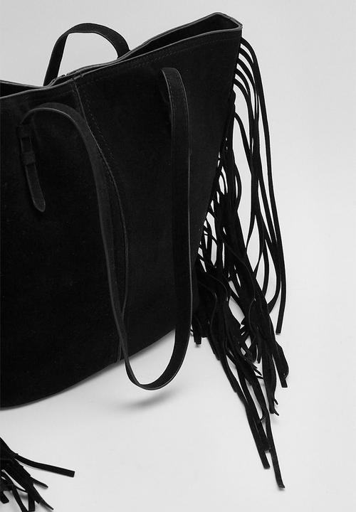 boohoo - Fringed shopper bag - black