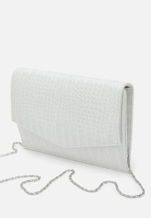 boohoo - Croc envelope mini clutch bag - white