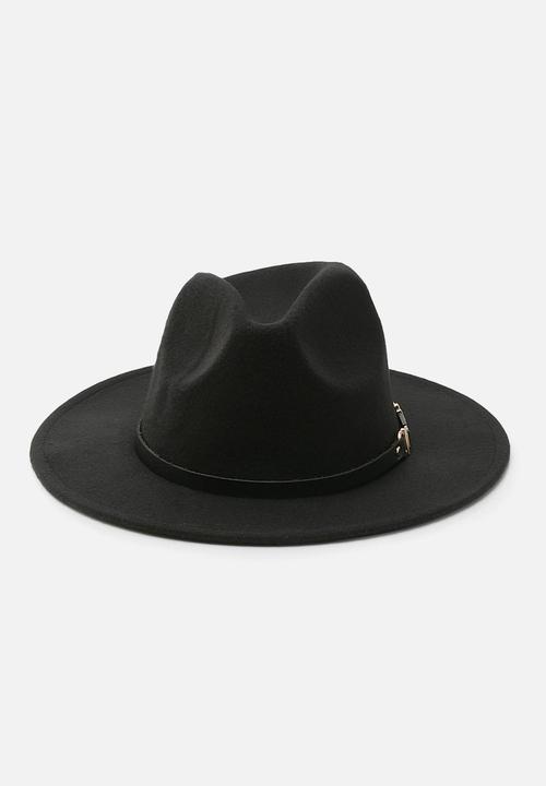 boohoo - Buckle detail fedora hat - black